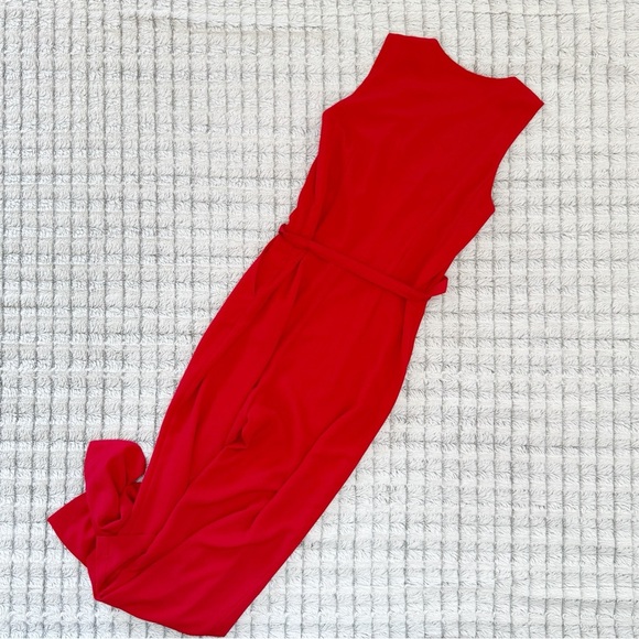 Michael Kors Red Formal Crepe Belted Jumpsuit - Picture 3 of 5